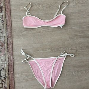 WeWoreWhat Pink and Cream Bikini